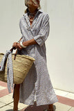 Women's New Five-Sleeve Striped Open-Shirt Shirt Dress