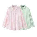 New Large Plaid Long-Sleeved Loose Version Shirt 1971060-Outfit