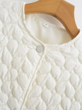 Winter IvoryWhite Embossing Heart Quilted Coat CHIC Women Front Pocket Thin Quilting Full Sleeve Loose Warm Jacket Black-Outfit