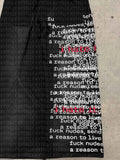Design Drawstring Double Waist Letter Print Loose Hip Hop Sports Straight Black Broad Leg