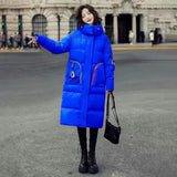 Glossy Parka Snow Coat Women's 2022 Fashion Thicken Winter Hooded Loose Long Jacket Female Windproof Rainproof Warm