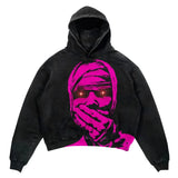 street goth men fashion hooded skull print sweatshirt autumn and winter Harajuku retro Y2K couple hooded top-Outfit