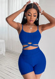 Sexy Straps Bandage Crop Top And Shorts 2 Piece