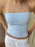 Women Cropped Tube Tops Strapless Off Shoulder Backless Short Tank Summer Party Club Striped/Solid Mini Vest 2024 New-Outfit