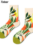 Happy Socks Man Creative Flower Flowers Pattern Funny Socks Casual Comfort Cotton High Quality