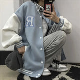 Jacket Women Casual Letter Print Oversized Men's Jacket Hip Hop Couples Loose Varsity Jackets Harajuku Bomber
