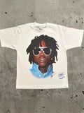 Men's T-Shirts Retro Portraits Print Short-Sleeved T-Shirts Y2k Gothic Harajuku Hip-Hop Couple Relaxed-Outfit