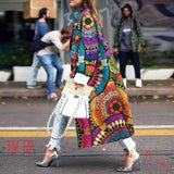 autumn and winter new women's fashion loose ankle print woolen coat coat