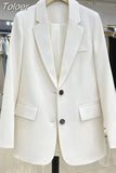 Women Fashion Office Single Button Casual All-match Lapel Collar Business Simple Long Sleeve Chic Blazer Retro Tops
