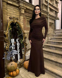 Autumn New Women's Round Collar Design Feeling Wrinkled Waist