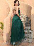 Station Sexy New Forked Design Sequins Sling Net Dress Long Dress-Outfit