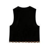 And Winter New Embroidered Velvet Vest-Outfit