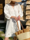 And Summer 2025 New Three-Dimensional Embroidery South French Holiday White Dress Women's Summer Women's