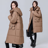Long Down Cotton Clothes Female 2024 Winter New Advanced Feeling Style Over The Knee Cotton-Padded Jacket Loose And Thick Hooded Padded Clothes-Outfit