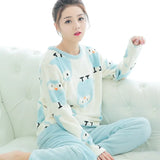 Heart Fur Suit Set Home Wear 2 Pieces Set Outfits Women Winter Warm Fur Pllover & Pants Female