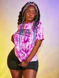 Printed Casual O-Neck Short Sleeves Tie Dye Two Piece Shorts