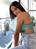 Printed V-neck Crop
