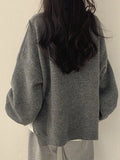 Oversized Split Hem Pullover Sweater-Outfit