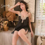 Sexy Lady Sling Lace Lace Lace Pyjamas Small Flower Set Embroidered Lace Skirt Lingerie