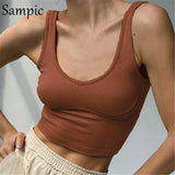 Green Knitted Summer Y2K 2021 Fashion Basic Skinny T Shirt Mini Vest Crop Tops Sexy Casual Ribber Off Shoulder Tank