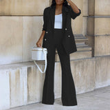 New Solid Color Casual Suit Wide Leg Pants Suit Two