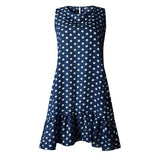 Dot Dress Women 2020 New Summer Beach Casual Dress Plus Size Sleeveless yellow Loose A-Line Midi Beach Dresses