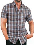 Lattice Men's Shirt 2025 New Wish Short Sleeve Cardigan Station European