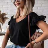 Short Sleeve Backless Lace Up Women Blouse Solid Oversize Large Size 3XL O-neck Lady Blouses Summer Loose Casual