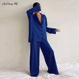 Loose 2 Pieces Womens Pantsuits Sleepwear Casual Suit Home Clothes Single Breasted Oversized Set Sexy Nightie