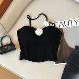 Style Elegant Temperament Smear Sling Sling Sling Vest Spring And Autumn Short Camellia Design Thin Atmosphere Outside The