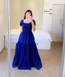 New Spring And Summer Women's Dress A Word Broken Shoulder Long Pure Fairy