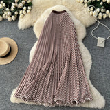 Fashion Folding Wave Half-Dress French Sweet High-Waisted A-Shaped Skirt Mid-Long Folds