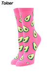 Women Happy Funny Socks With Lattice Print Avocado Pizza Food Skateboard Harajuku Korean Simple Socks New Fashion