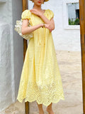 New Holiday Dress Women's Short-Sleeved Seaside Beach Dress European Women's Loose Mid-Long Dress