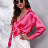 Shirt Women's Denswear Simulation Silk Long-Sleeved Shirt New Women's
