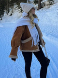 2022 Women Winter Faux Shearling Sheepskin Fake Leather Jackets Lady Thick Warm Suede Lambs Short Motorcycle Brown