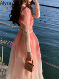 Party Summer Vintage Floral Dress Women Casual Princess Midi Fairy Strap Dress Party Beach Female 2022 Elegant One Piece Dress