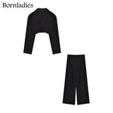 Summer Two Piece Sets Korean Fashion Blazer Suits Women Crop Coat and Pant Suits Long Sleeve Ensemble 2 Pieces