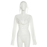 Summer New Women's Fashion Sexy Solid Color Folding Hood Repair Waist Open Umbilical