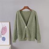 Elegant Long Sleeve Mohair Sweater Women 2020 New Single-Breasted Female Short Cardigan Soft Flexible Knitted