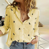 Birds Print Shirts 35% Cotton Long Sleeve Female Tops 2020 Spring Summer Loose Casual Office Ladies Shirt Plus Size
