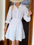 2025 New White Shirt Women's Long-Sleeved French Design Dress Holiday