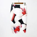 Waist Floral Print Skirts Vintage Elegant Office Lady Bodycon Skirt 2019 Women Summer Pencil Skirt Korean