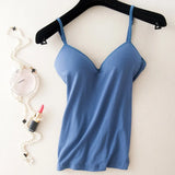 Padded Bra Spaghetti Strap V Neck Vest Cami Tank Tops Shirt