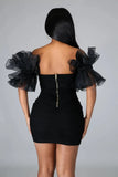 Sexy Puffed Lace Short Sleeve Off Shoulder Bodycon