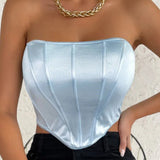 Strapless Solid Short Crop