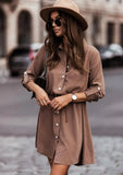 Casual Turndown Neck Button Up Shirt Dress with