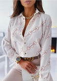 Print White Turndown Collar Office