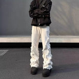 American personality men white jeans street wear hip-hop ins trendy brand high street trendy men and women pants-Outfit