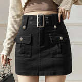 Women Summer Cargo Skirt High Waist Korean Version Y2k Fashion Casual Denim Skirts Style Pants Vintage A-line Women's